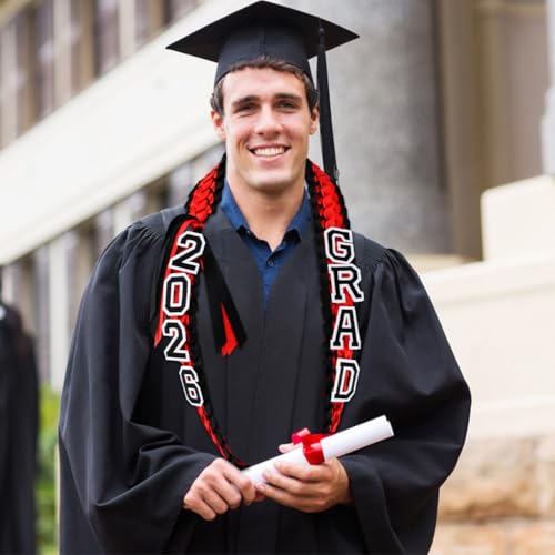 Class of 2026 Graduation Ribbon Lei with Brooches, Braided Garland Necklace