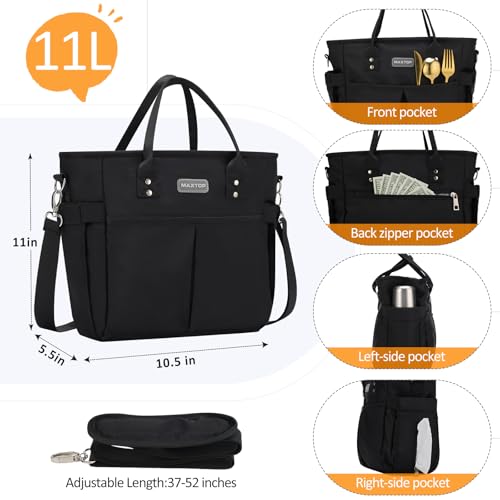 MAXTOP Insulated Lunch Bag, Large Thermal Cooler Tote for Work - Charcoal Black