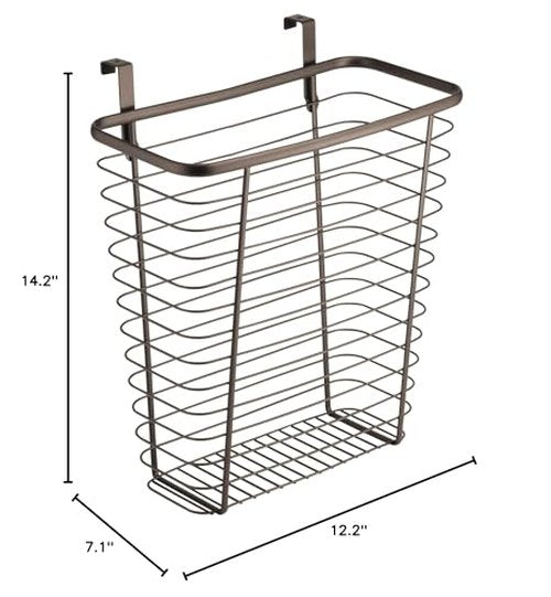 iDesign Steel Over-The-Cabinet Waste Basket or Storage Bin, The Axis Collection, 7.1" x 12.2" x 14.2", Bronze