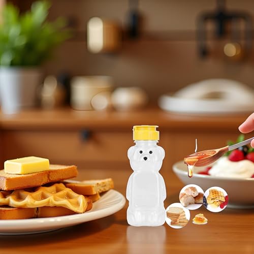 8 oz Plastic Bear Honey Bottle Squeeze Dispenser with Flip-Top Lid