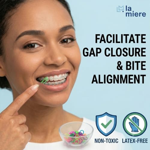 LA MIERE Orthodontic Elastics Heavy 1/4 Inch Neon Rubber Bands 100 Count