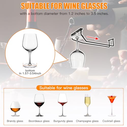 10.8 Inch Black Wine Glass Rack - Under Cabinet Stemware Holder (2 Pack)