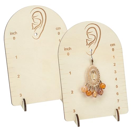 Earring Display Stand - 2 Pcs Floral White Wood Organizer with Measurement
