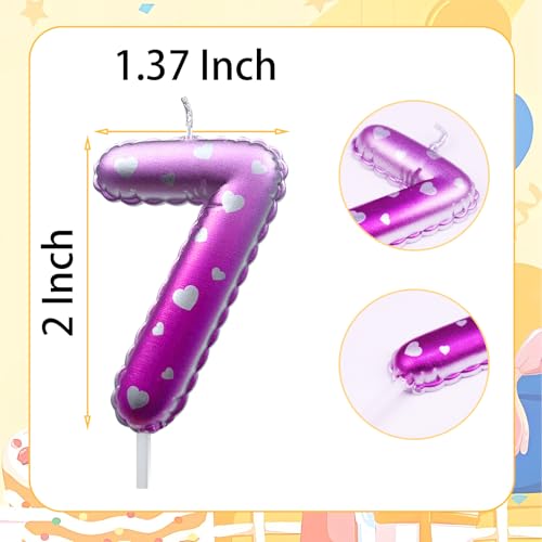Pink Number 8 Birthday Candle with Silver Heart Cake Topper