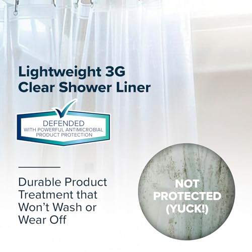 SlipX Solutions Lightweight Shower Curtain Liner, 70"x72", Clear
