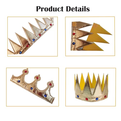 Gold Foam Birthday Crowns - 6 Pack Party Hats for Kids