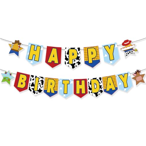 Large Cartoon Toy Themed Birthday Banner for Kids & Adults