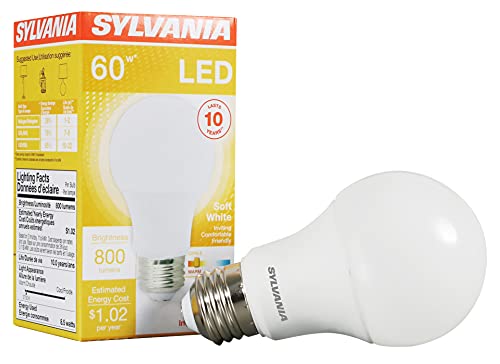 Sylvania 8.5W LED Light Bulb, 60W Equivalent A19, Soft White
