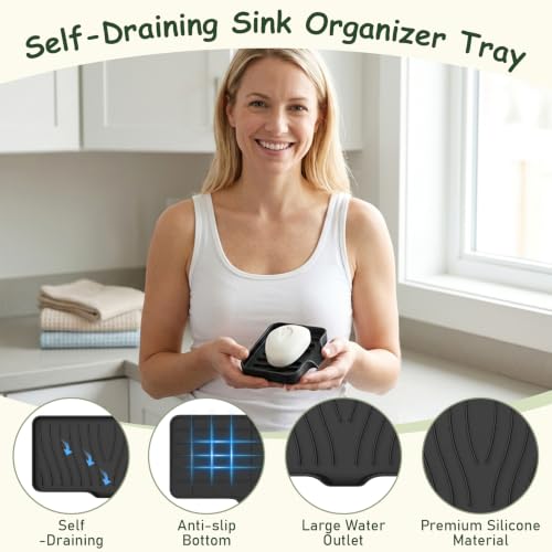 PARIERIS Silicone Self-Draining Soap Dish Holder - Off White, 2 Short Tray Set