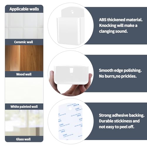 Wall Mount Remote Control Holder - Adhesive Storage Organizer, White (2 Pack)