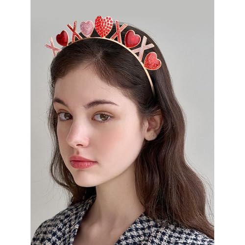CURASA Crystal Heart Rhinestone Headband for Valentine's Day