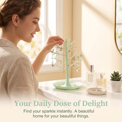 Silicone Jewelry Tree Organizer Stand – Necklace, Earring & Ring Display for Vanity