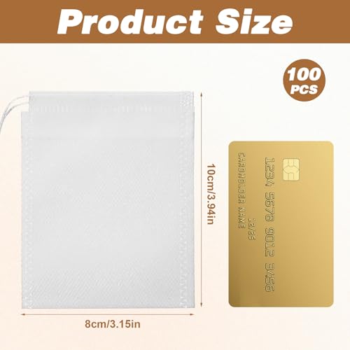 100 Disposable Tea Bags for Loose Leaf Tea - 3.15x3.94 Inches
