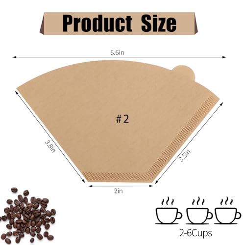 Prudiut #2 Unbleached Cone Coffee Filters - 100 Count Paper Filters