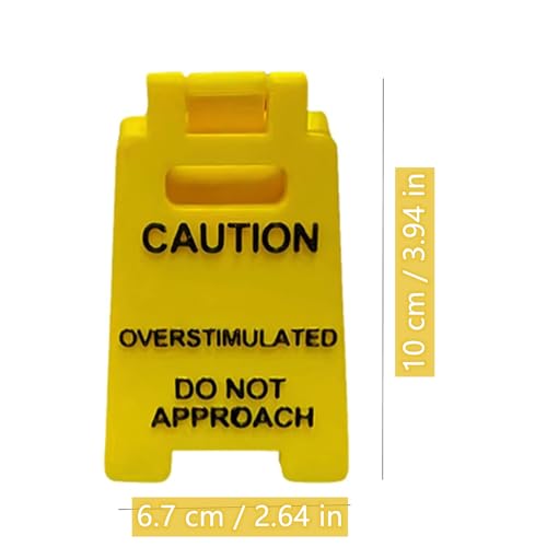 3D Printed Caution Overstimulated Desk Sign - Funny Office Humor