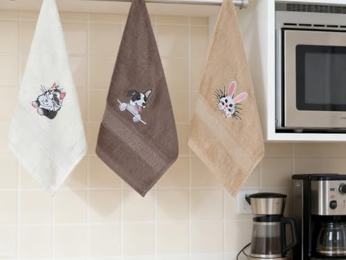 100% Cotton Hand Towels - Ultra Soft 3 Pack for Bathroom & Kitchen