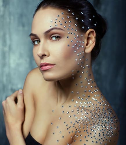 Sokfone Red Self-Adhesive Face Gems Rhinestone Stickers 3 Sheets