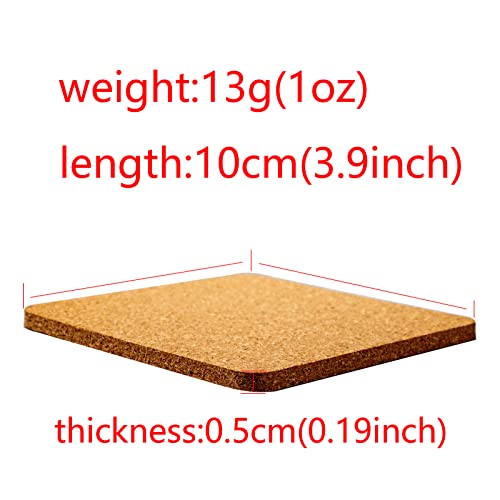 2-Pack Absorbent Cork Coasters - Non-Slip Square 3.9-Inch for Drinks