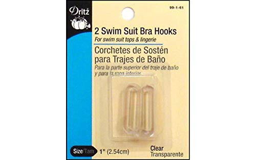 Dritz Swim Suit Bra Hooks - Clear Plastic, 1" Size, 2 Pack
