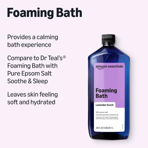 Amazon Essentials Lavender Scented Foaming Bath with Epsom Salt, 34 oz