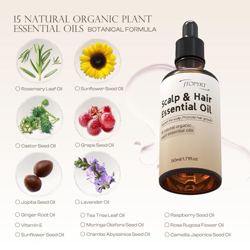 Jtopyrt Rosemary Castor Hair Growth Oil - 50ml Scalp Care Treatment