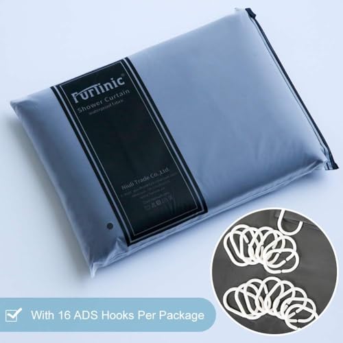 Furlinic Dark Grey Shower Curtain Liner 60x78 Inch - Waterproof & Heavy Duty