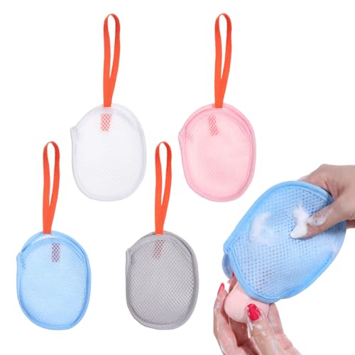 Apojgitn 4-Pack Exfoliating Soap Saver Bag - Double-Layer Mesh Pouch
