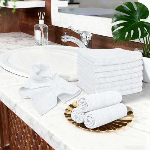 Orighty Microfiber Washcloths 5 Pack 12x12 Inch White Face Towels