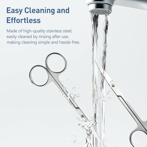 Jaasuee Facial Hair Scissors Set - Stainless Steel Curved and Straight Trimmer for Mustache, Beard, Nose and Eyebrow