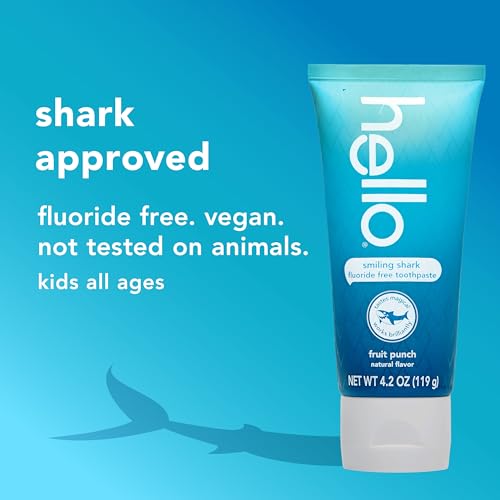 Hello Smiling Shark Fluoride Free Kids Toothpaste Fruit Punch 4.2 oz