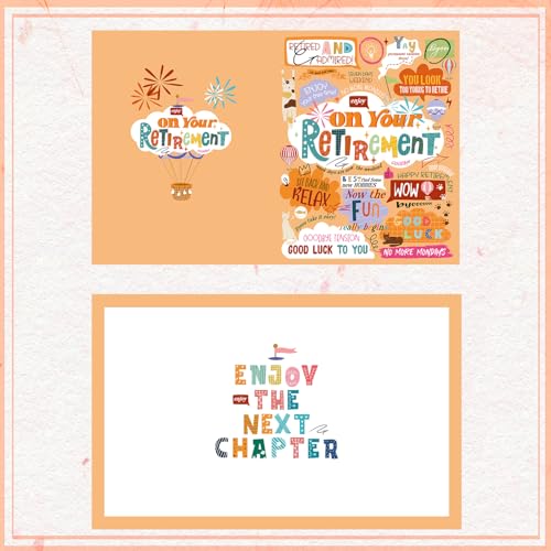 Large Retirement Farewell Card - Orange Set A, 11x8.6 Folded Greeting Card