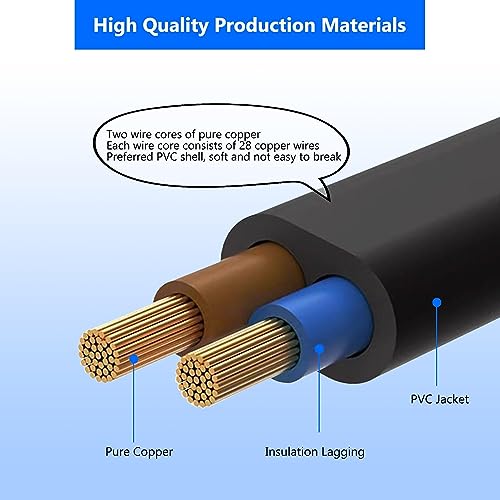 6.6 Feet Power Recliner Extension Cord - 2-Pin Replacement Cable