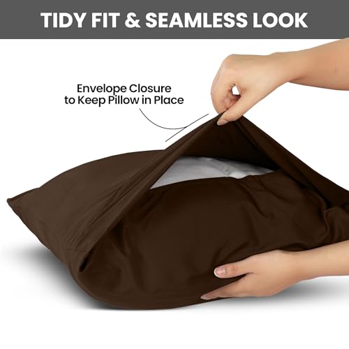 Utopia Bedding King Size Pillow Cases, Set of 2, Soft Microfiber, Brown