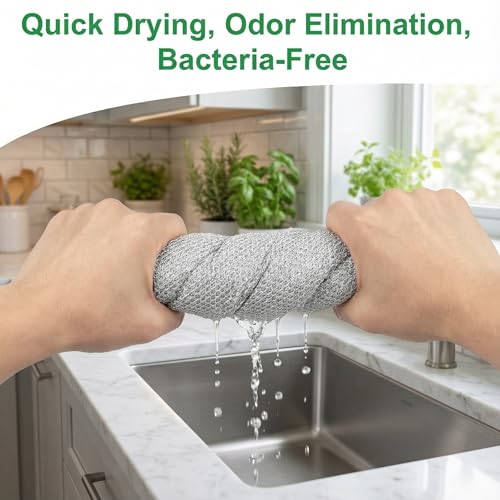16 Pack Non-Scratch Stainless Steel Wire Dishcloths - Reusable Scrubbers