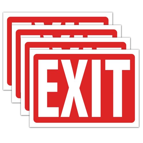 Premium Exit Sign Stickers - 10x7 Inch, 4 Pack, UV & Weather Resistant