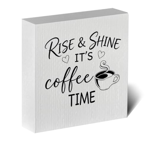 Rustic Farmhouse Coffee Bar Sign 5x5 Wood Box Plaque
