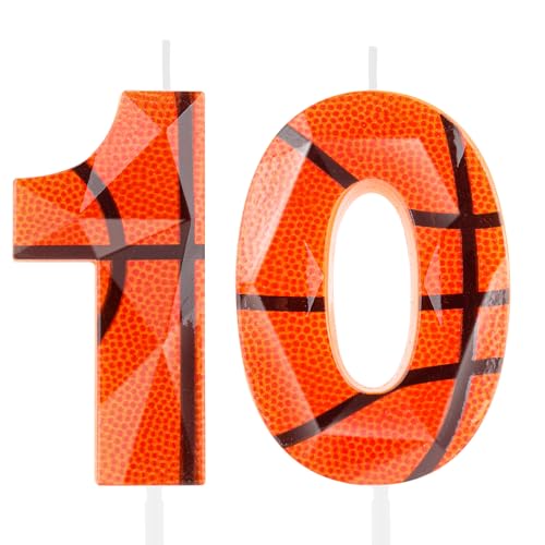 Basketball Number 10 Birthday Candle - 3D Diamond Design
