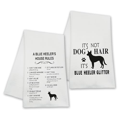 It's Not Dog Hair Kitchen Towels Set of 2 - Blue Heeler Glitter Hand Towels for Dog Lovers