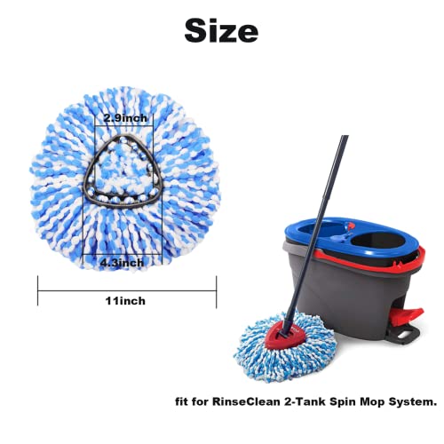 Microfiber Spin Mop Replacement Heads for O-Ceda 2-Tank System - 4 Pack (Blue)