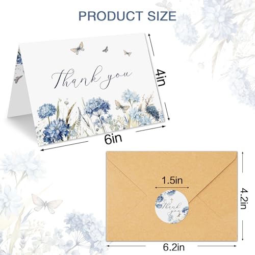 25 Elegant Funeral Thank You Cards with Envelopes | Watercolor Design