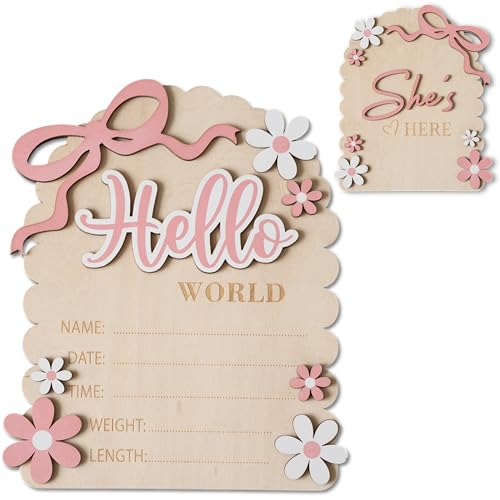 Hello World Baby Announcement Sign - Double-Sided HW3 for Newborn Photos