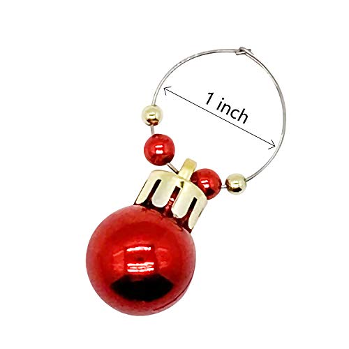 Christmas Wine Glass Charms Set - 8 Color Festive Ball Ornaments for Drinks & Parties