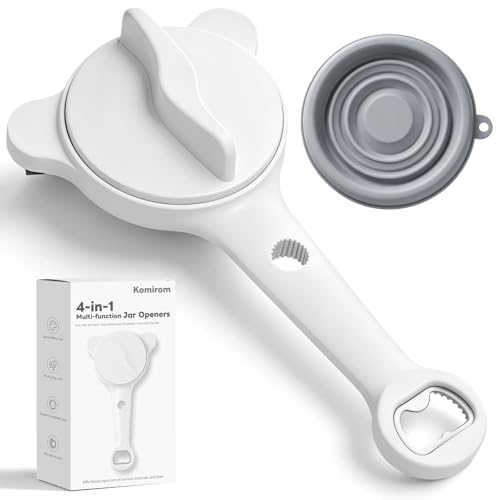 Komirom 4-in-1 Adjustable Jar Opener for Weak Hands - White