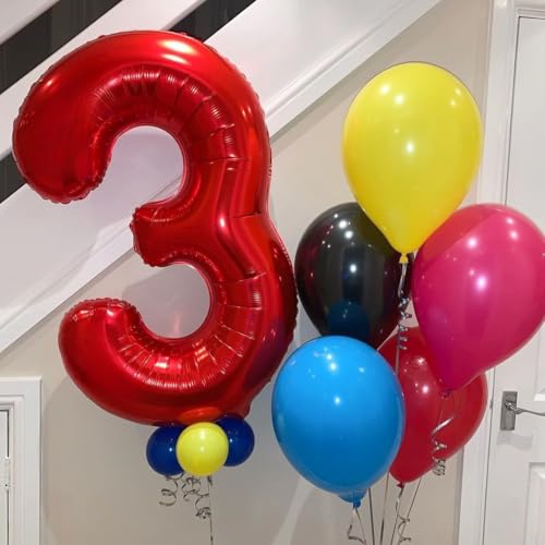 40-Inch Red Number 5 Balloon - Foil Mylar for Party Decor