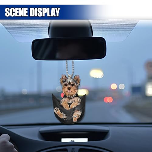 Yorkshire Terrier Car Rearview Mirror Charm - Cute Acrylic Pendant