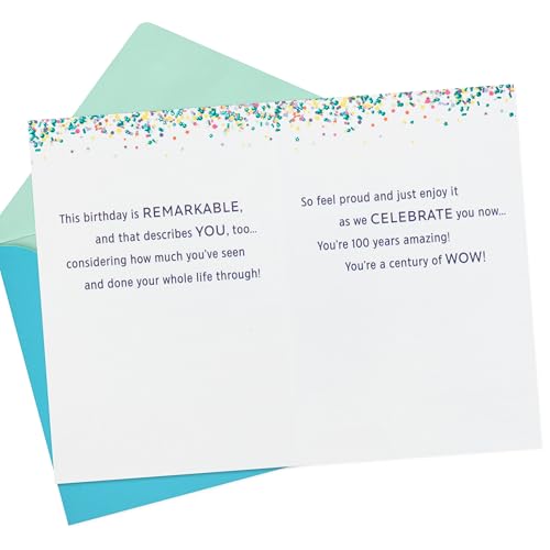 Hallmark 100th Birthday Card - 100 Years Amazing Milestone Greeting Card