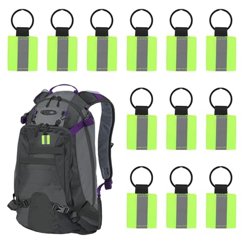 12 Pcs Reflective Keychain Tags, Bright Zipper Pulls Nylon Reflectors Tags for Safety Bag Backpack Pendant Glow In Dark Keychain Bag Charms for Kids Adults Dog Collar Zippers Decorations