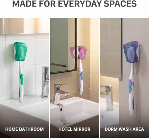 3-Pack Travel Toothbrush Head Covers with Suction Cup - Bathroom Wall Mount & Portable