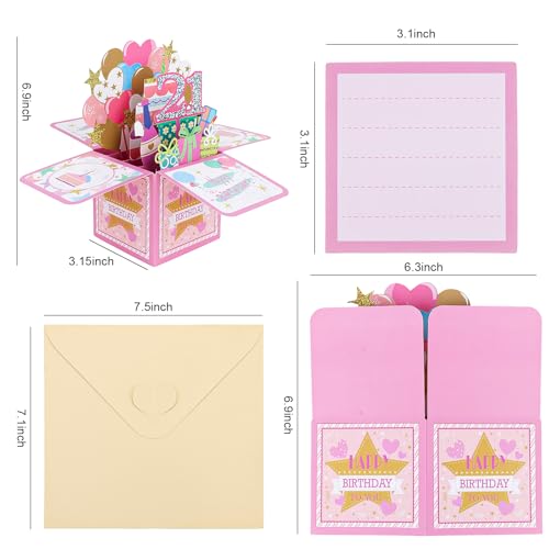 CIEHER 21st Birthday Pop Up Card - Unique 3D Greeting for Girls