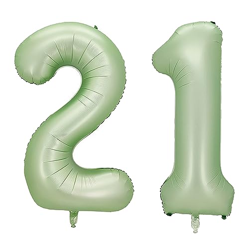 40 Inch Number 21 Olive Green Foil Balloon for Birthday Party Decorations